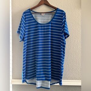 LuLaRoe Blue & White Striped Top – Size 3XL